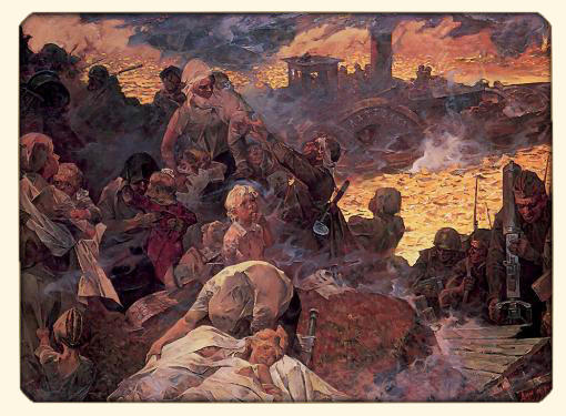 civils russes sous les bombardements à Stalingrad en 1942